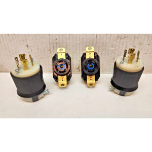 Lot 2 Hubbell HBL2811 & HBL2813 M & F Pair/Set Twist Lock 5 Wire 30A 120/208v